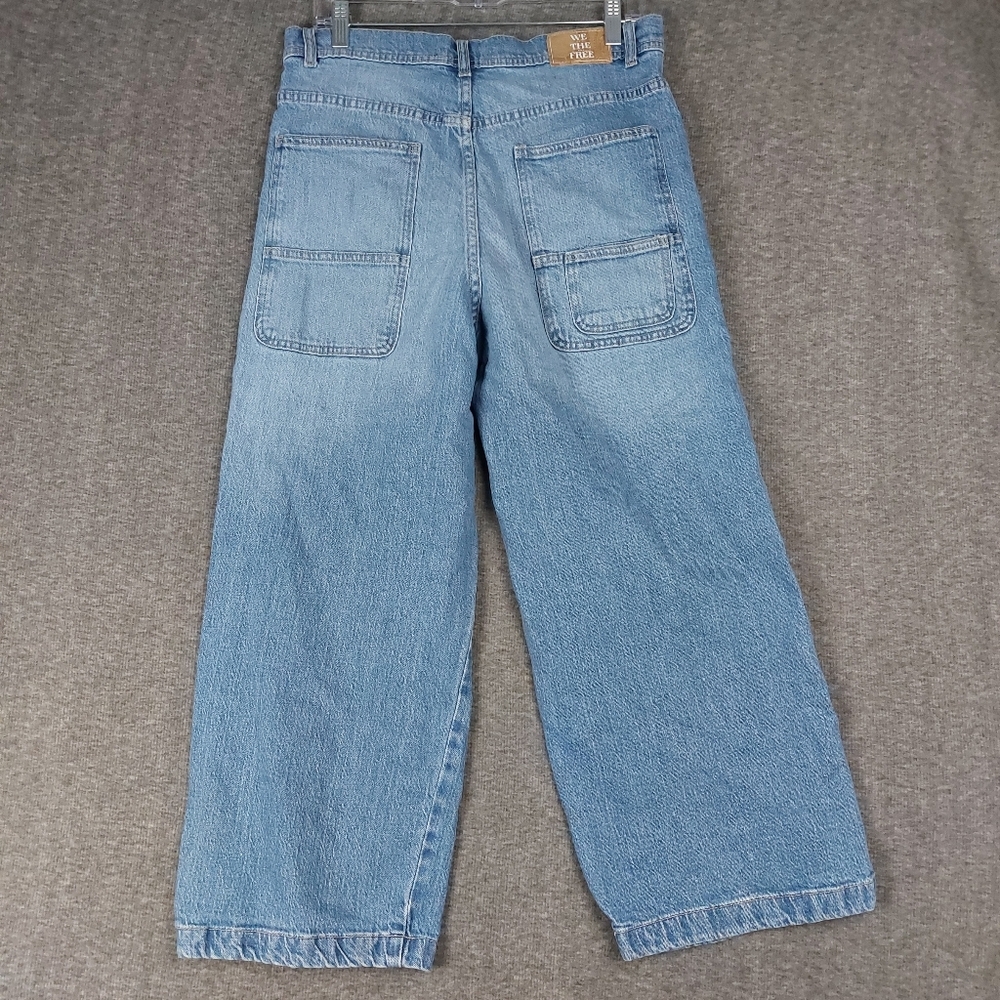 WE THE FREE JEANS WOMENS BLUE PIPER WIDE LEG CROP DENIM CAPRI PANTS SIZE 30 - Picture 6 of 10